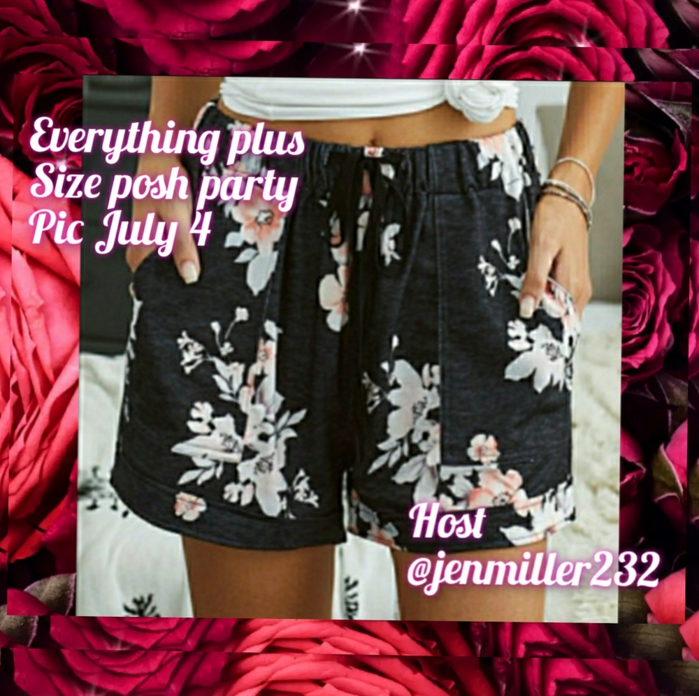 Ladies black floral shorts - Picture 1 of 12